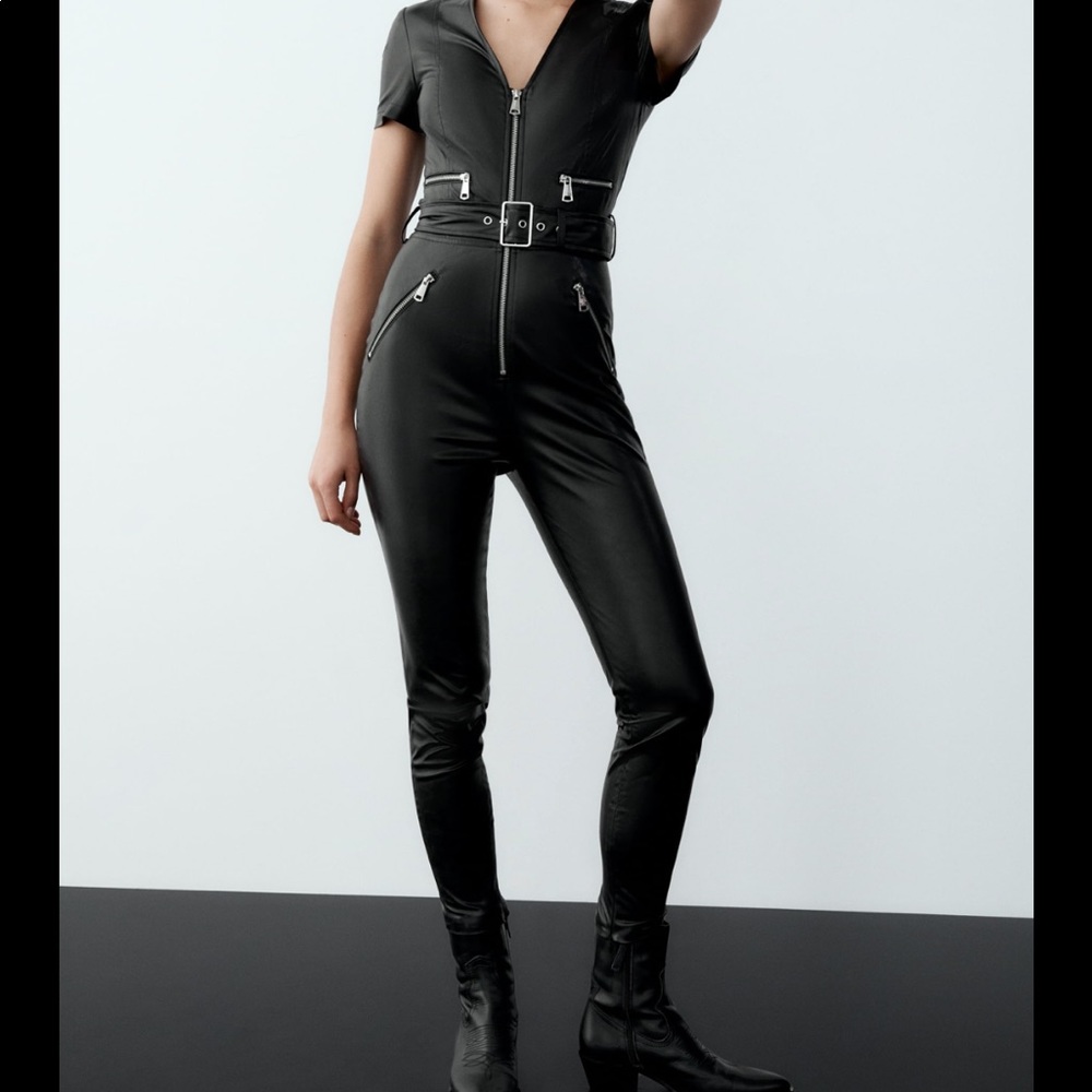 ZARA FAUX LEATHER JUMPSUIT
